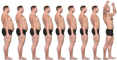 A Man series of weight loss transformation illustrator